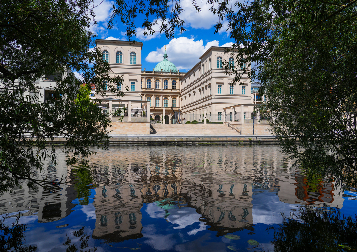 08 July 2024, Brandenburg, Potsdam: In sunny weather, the water side of the Barberini Museum is reflected in the water of the Alte Fahrt (branch of the Havel), which runs alongside the Freundschaftsinsel. Photo: Soeren Stache/dpa/ZB (Photo by Soeren Stache/picture alliance via Getty Images)